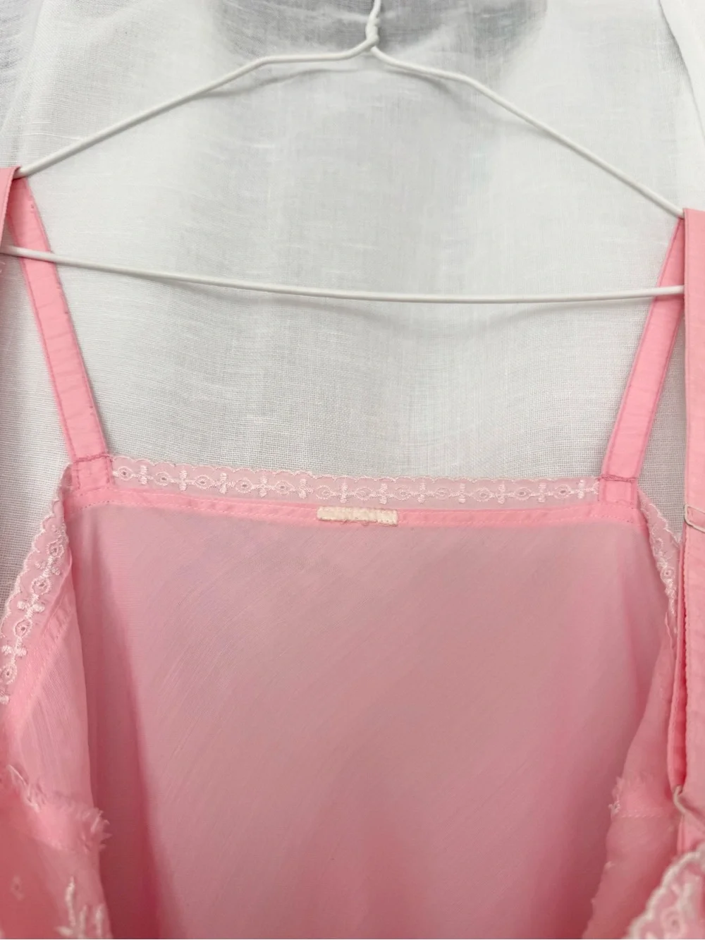 ✧ vintage 60’s cotton Pink Embroidered Slip Dress ✧ - Picture 6 of 7